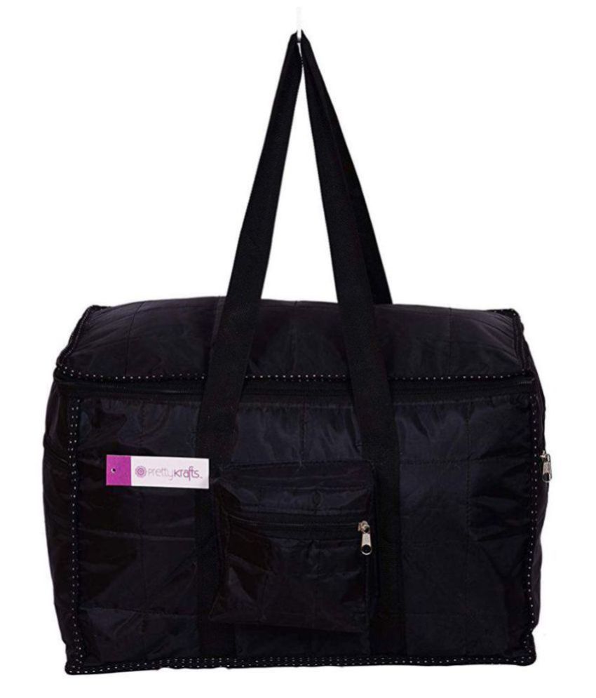     			Prettykrafts Black Travel Air Bag XL Very Light Weight Duffel Bag, Extra top Compartment, Multiple Pockets
