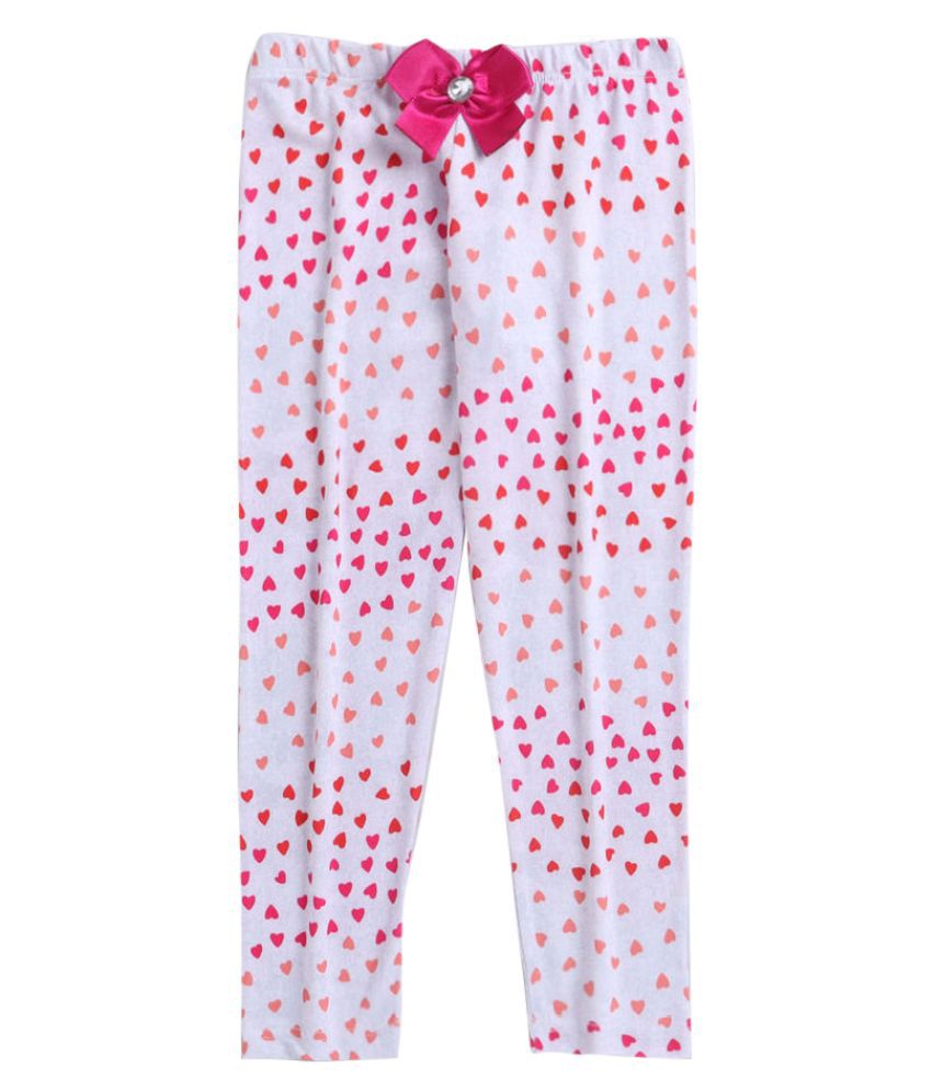 Hopscotch Girls Polyester Hearts Printed Full Lenght Legging  in  Color For Ages 4-5 Years (CRH-3628742)