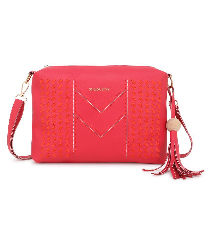 Stropcarry Pink Faux Leather Sling Bag