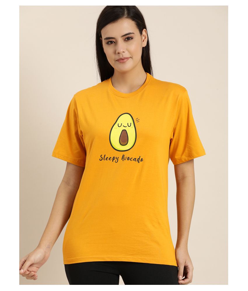     			Quarantine Cotton Yellow T-Shirts - Single