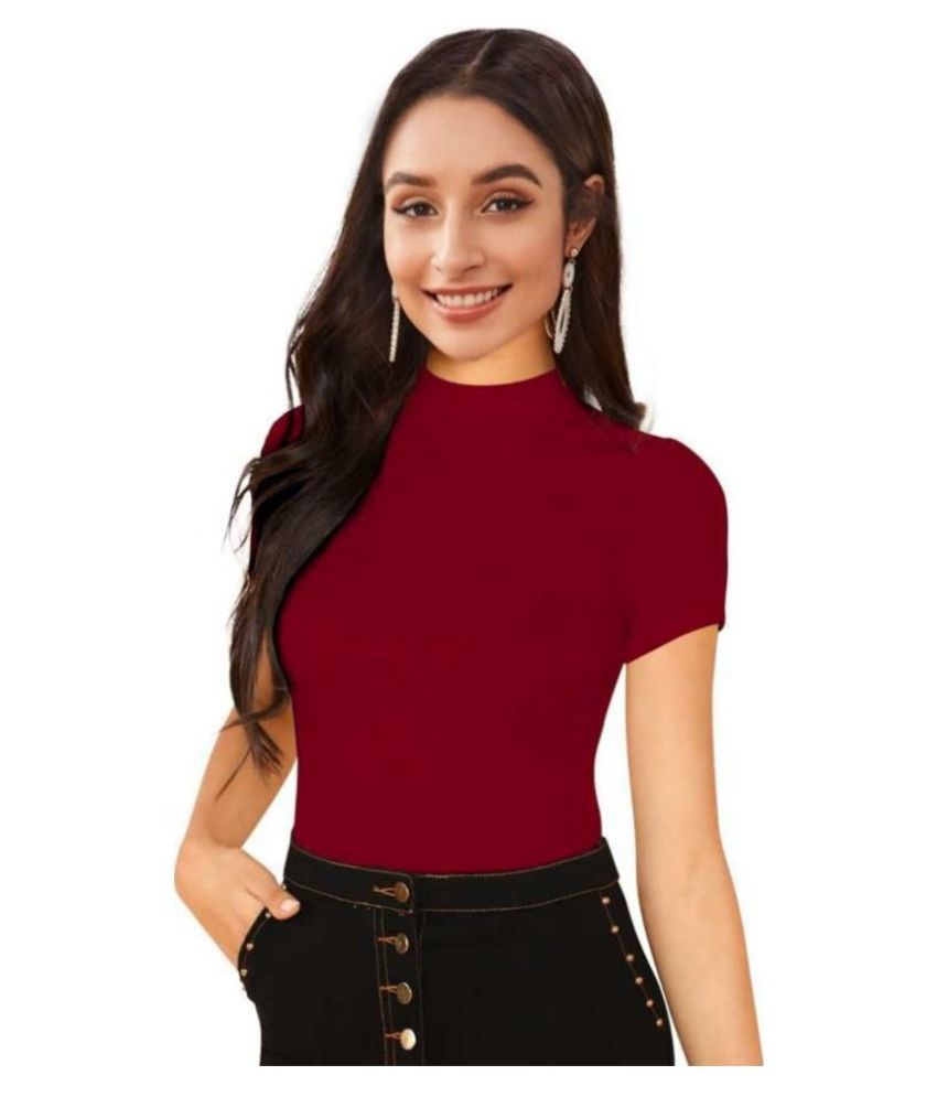     			Dream Beauty Fashion - Maroon Cotton Blend Women's Regular Top ( Pack of 1 )