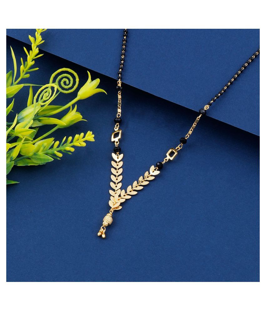     			Paola Amazing Gold Plated Delicated Pandent Black Beads Mangalsutra For Women Jewellery