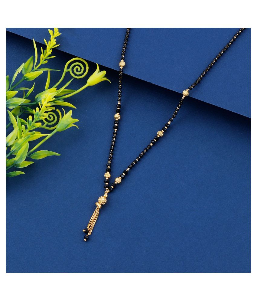     			Paola Gold Plated Black Beads Chain  Mangalsutra For Women Jewellery