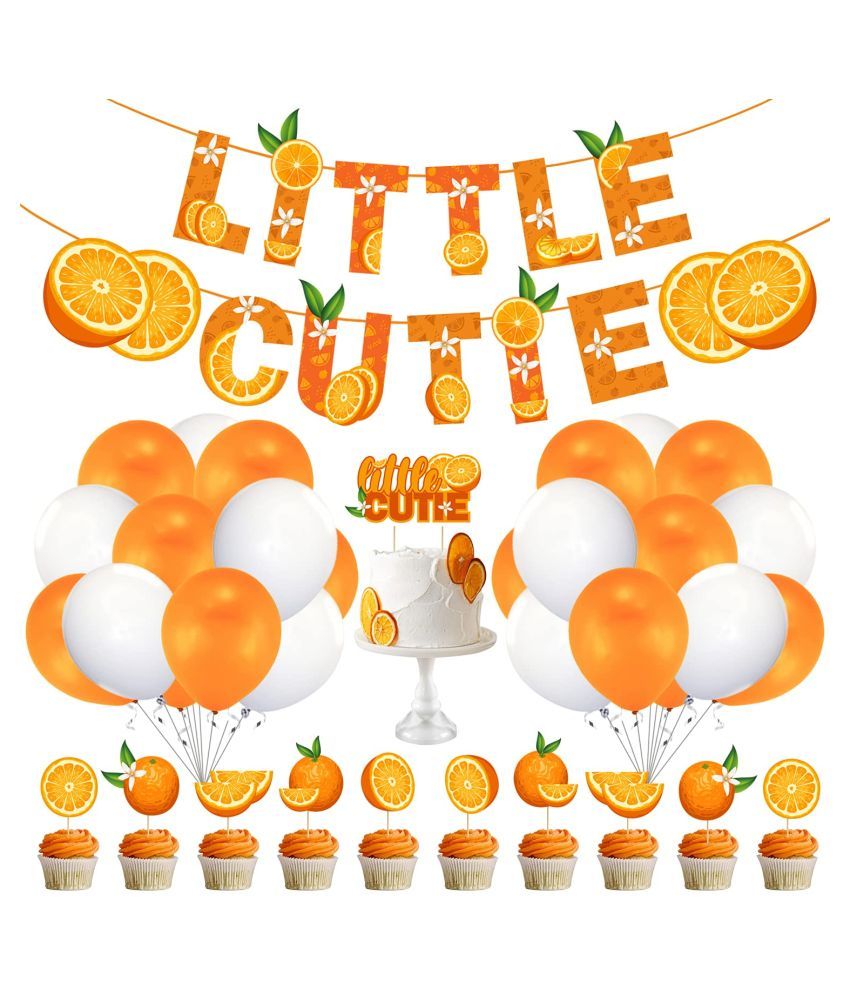     			37 Piece Combo For Little Cutie Baby Shower Decorations Little Cutie is on the Way Banner Citrus Garland Orange Cake Topper Cupcake Toppers Balloons for Hey Cutie Birthday Party Supplies Tangerine Theme Baby Shower Clementine Fruit Party Decors