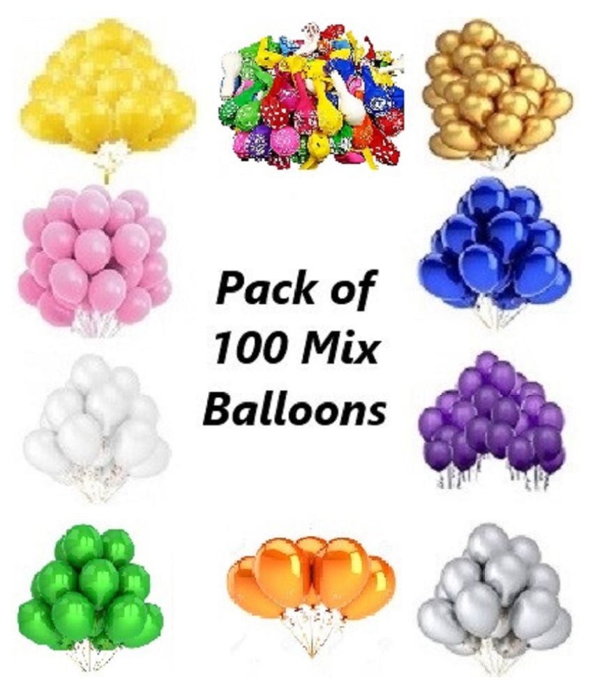     			GNGS Solid Various Types of Mix Party Balloons- 10 Balloons Each (Multicolor, Pack of 100)