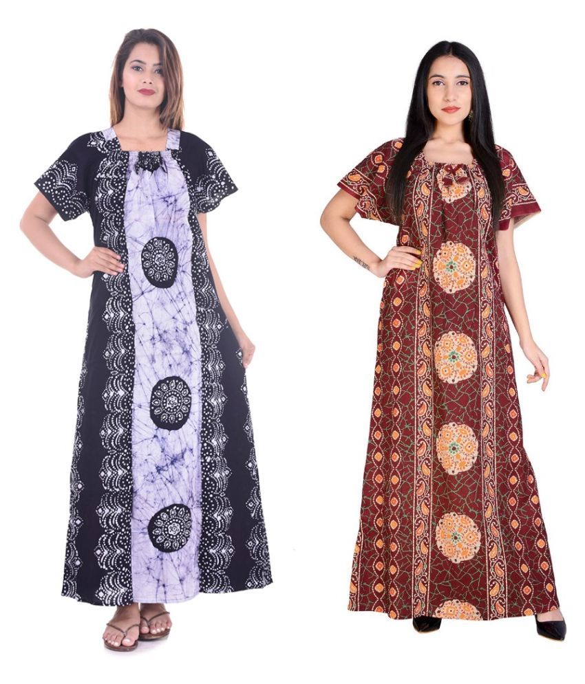     			Raj Cotton Nighty & Night Gowns - Multi Color Pack of 2