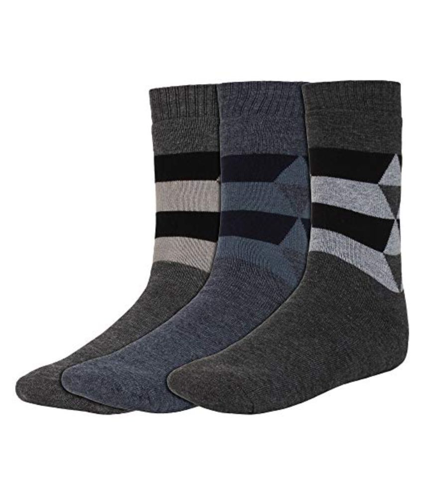     			Creature - Woollen Men's Colorblock Multicolor Mid Length Socks ( Pack of 3 )