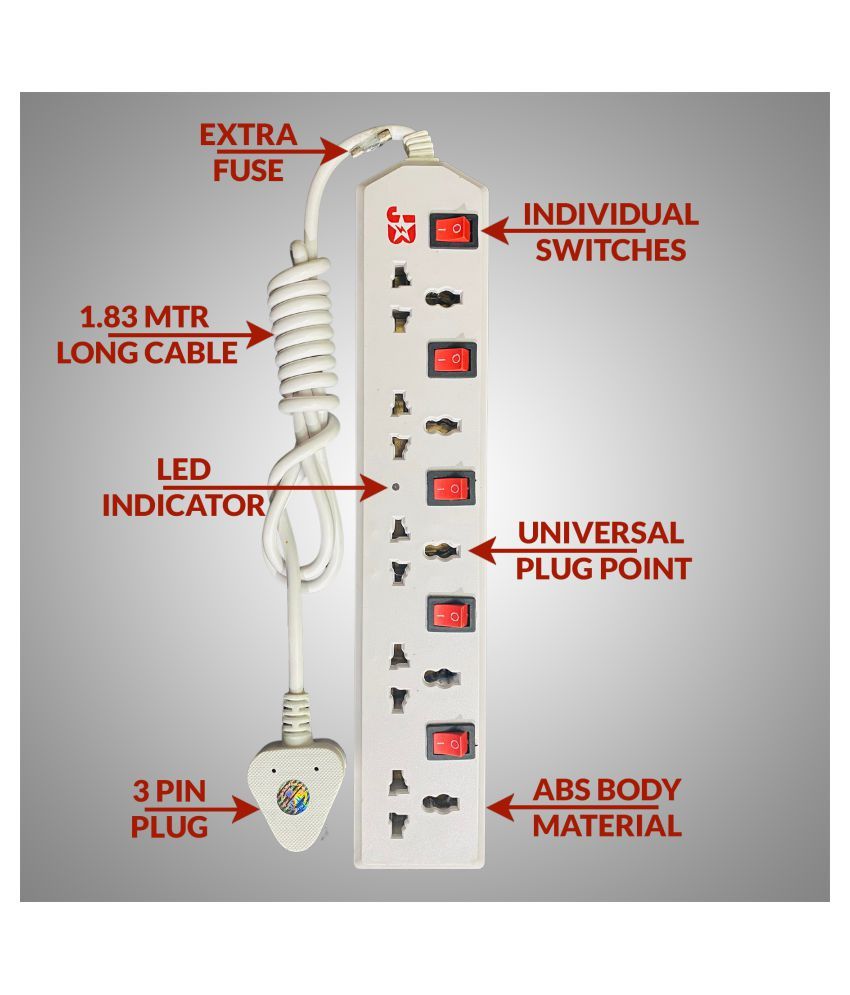 Buy JB POWER 5 Socket Extension Board Online at Best Price in India