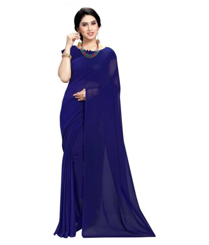     			ANAND SAREES - Blue Georgette Saree With Blouse Piece (Pack of 1)
