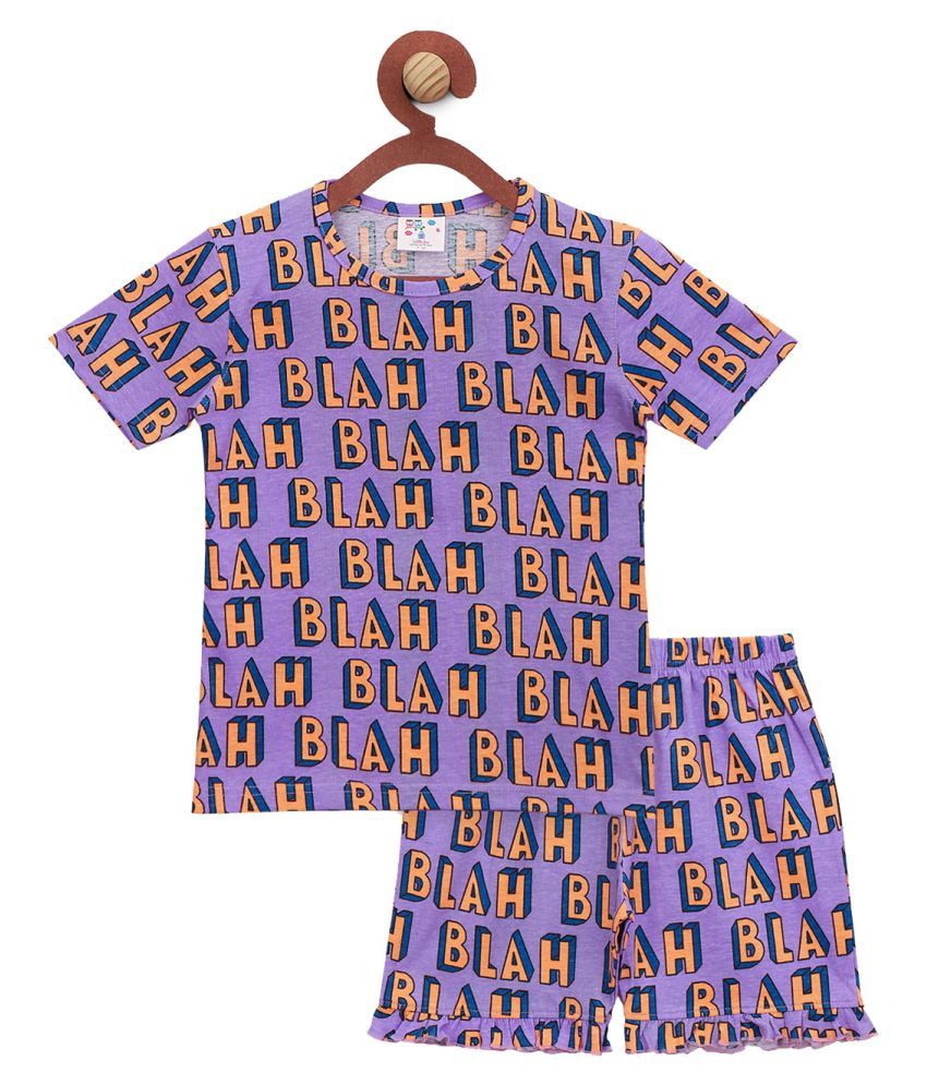     			Funky Blah Print Shorts Nightsuit