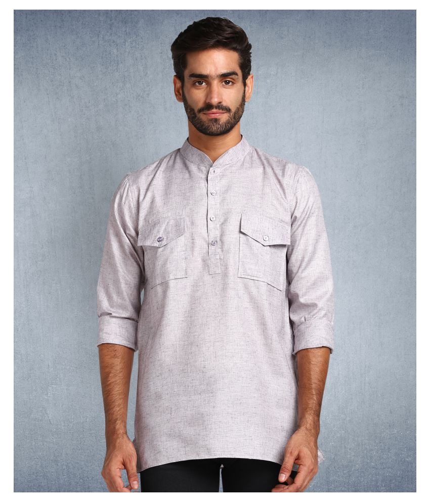     			Hangup Grey Polyester Blend Kurta Single