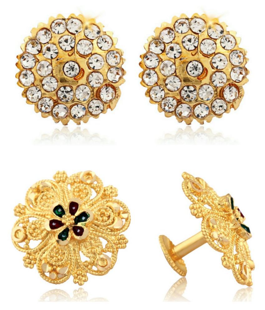     			Vighnaharta Traditional South Culture Alloy Gold Plated Stud Earring Combo set ( Pack of- 2 Pair Earrings)