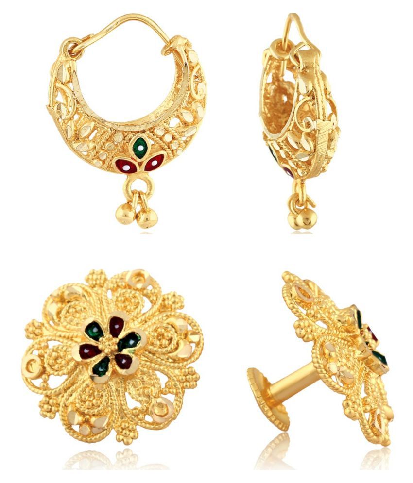     			Vighnaharta Traditional South Trend Alloy 1gm Gold Plated Earring Combo set.