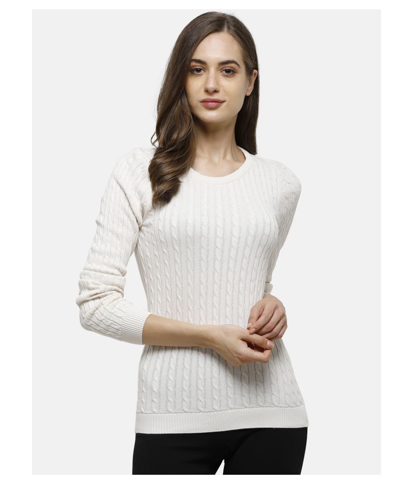     			98 Degree North Cotton Off White Pullovers - Single
