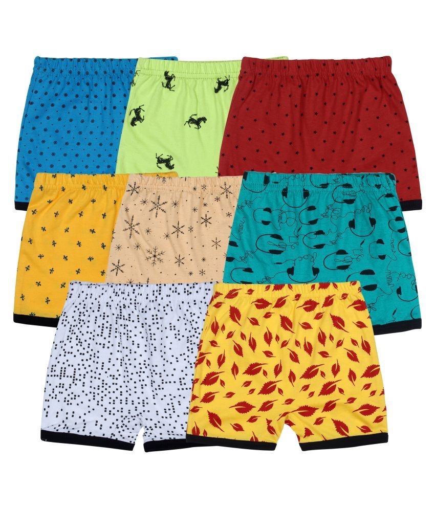     			Diaz Pack of 8 Girls Cotton Blend Hot Pants ( Multi )