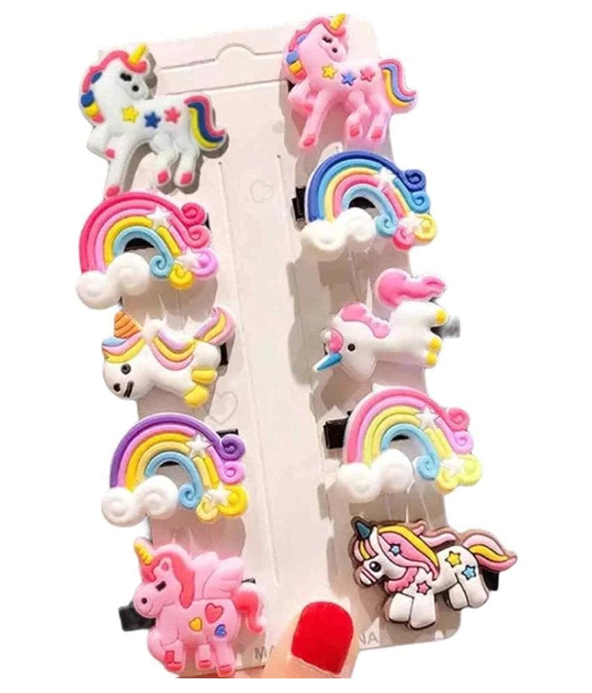 Buy FOK Multi 10 Pcs Colorful Cute Rainbow Unicorn Hair Clips Set For Kids  & Girls (UNICORN RAINBOW) Online at Best Price in India - Snapdeal