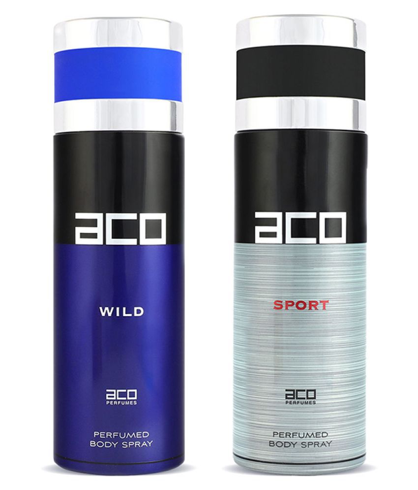    			Aco Set of 2 Deodorant Body Spray, Sport & Wild For Men, 200ml Each