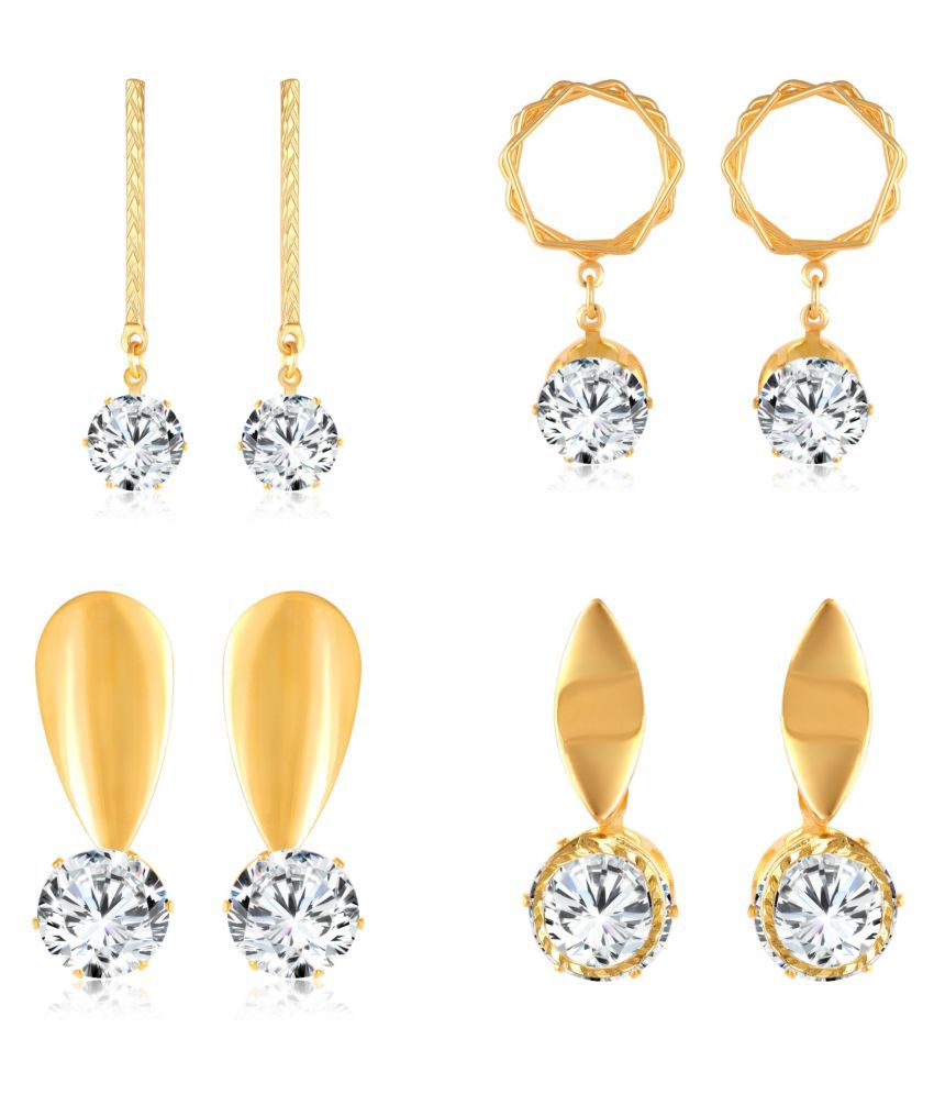     			Vighnaharta Sizzling Charming Alloy Gold Plated Solitaire dangler Combo set For Women and Girls  Pack of- 4 Pair Earrings VFJ1363-1365-1368-1367ERG