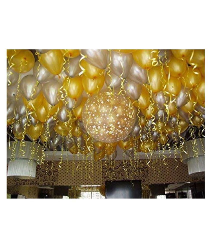     			GNGS Birthday/Anniversary Party Decoration Balloons (Gold, Silver, Pack of 100)
