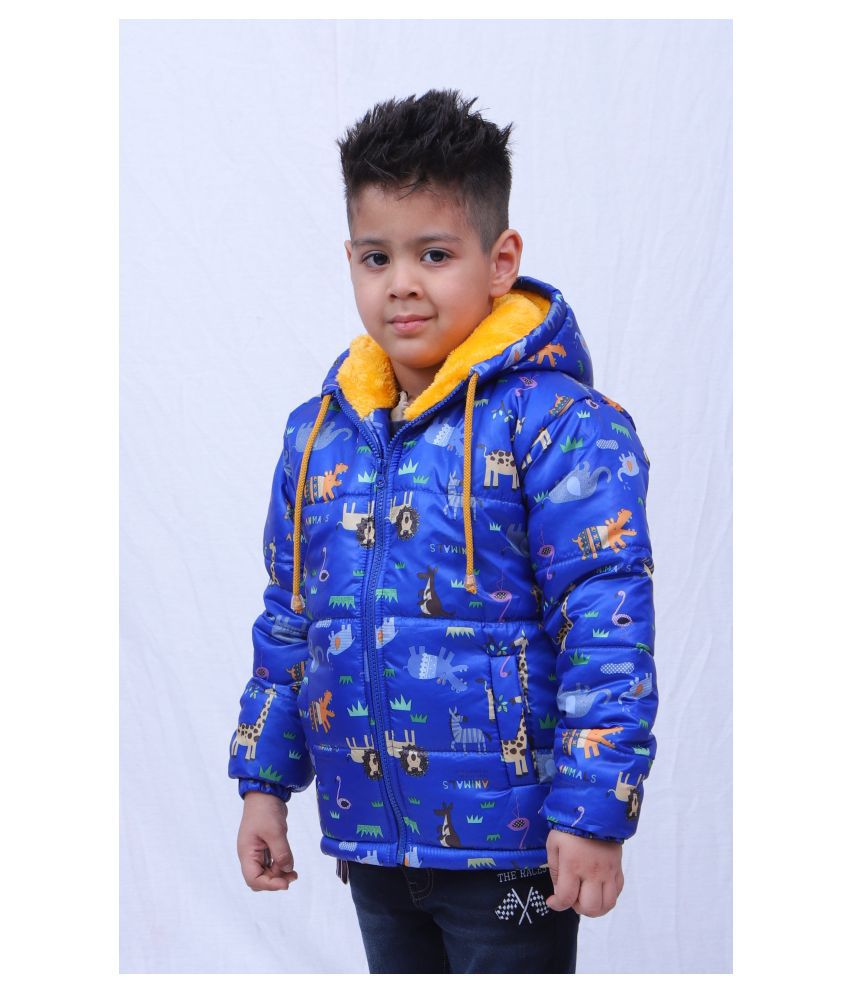     			VERO AMORE Kid's Winter Wear Ferozi Printed Full Sleeves Padded Hooded Jacket