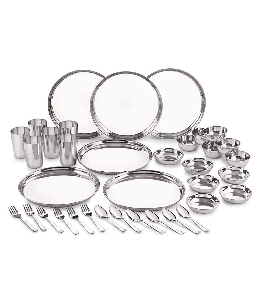     			Neelam Silver Stainless Steel Dinner Set ( Pack of 36 )