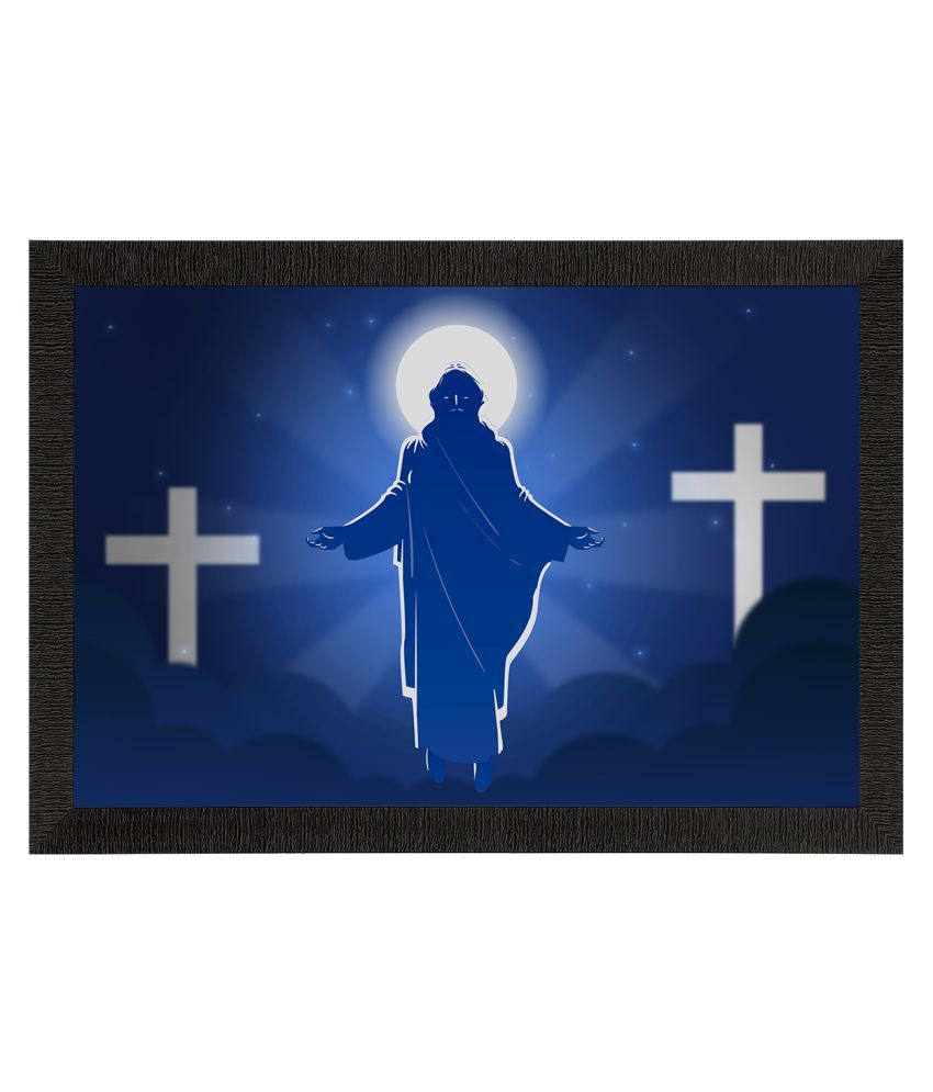     			eCraftIndia Blue & White Jesus Christ Satin Matte Texture UV Wall Painting