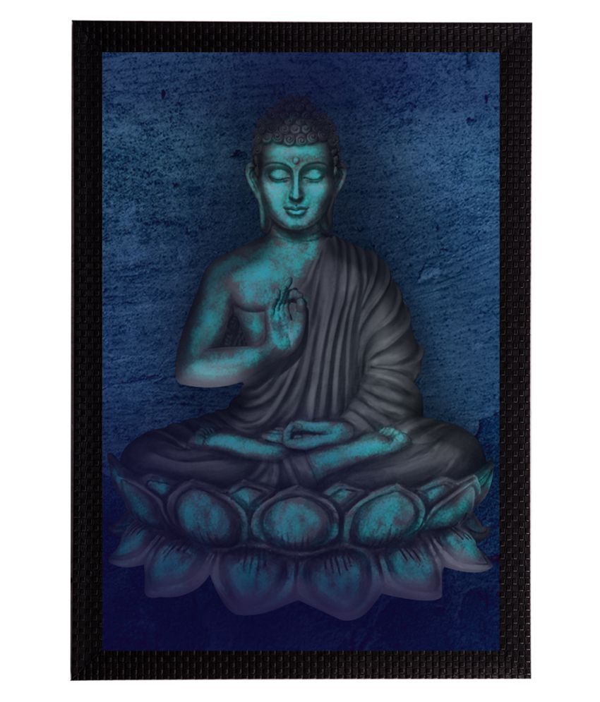     			eCraftIndia Blue & Grey Meditating Lord Buddha Satin Matt Textured UV Wall Painting