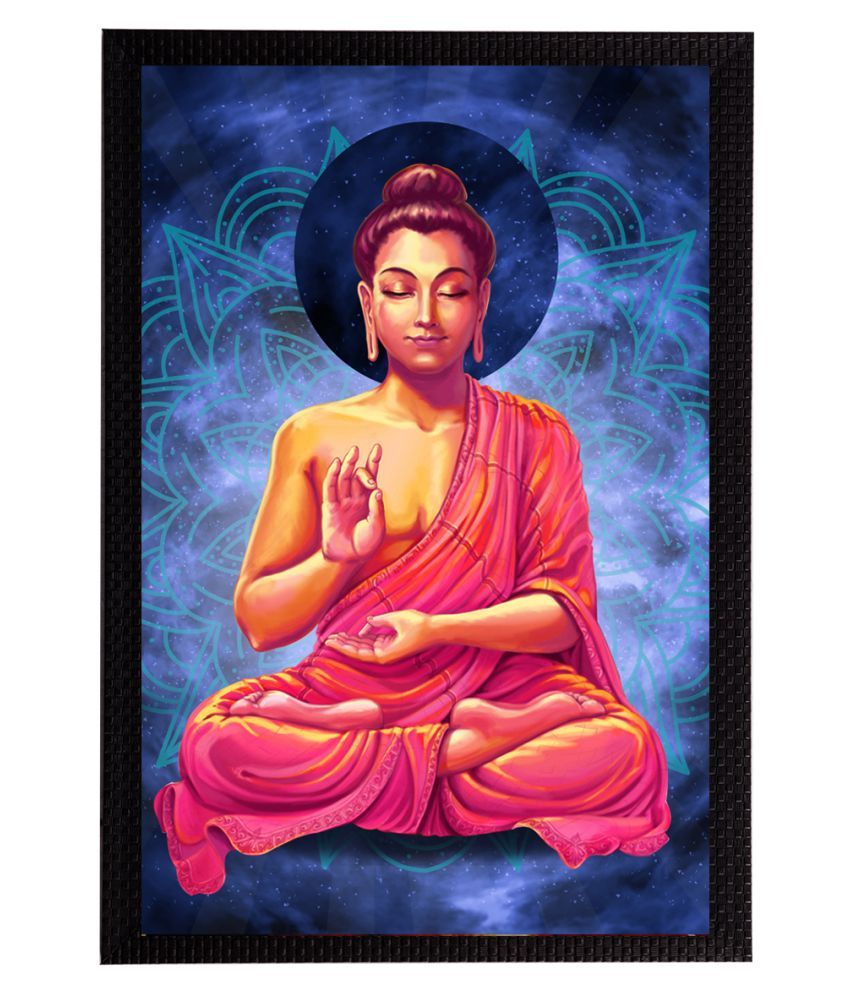     			eCraftIndia Multicoloured Meditating Lord Buddha Satin Matt Texture UV Wall Art