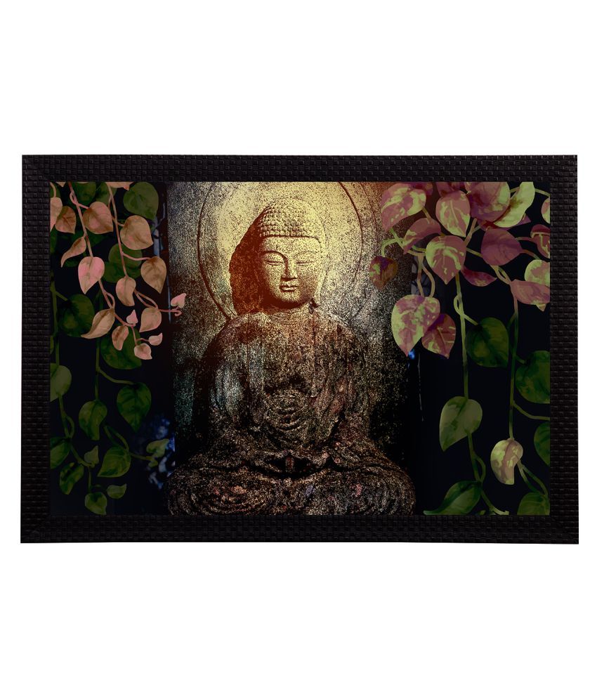     			eCraftIndia Black & Beige Meditating Lord Buddha Satin Matt Texture UV Art Painting