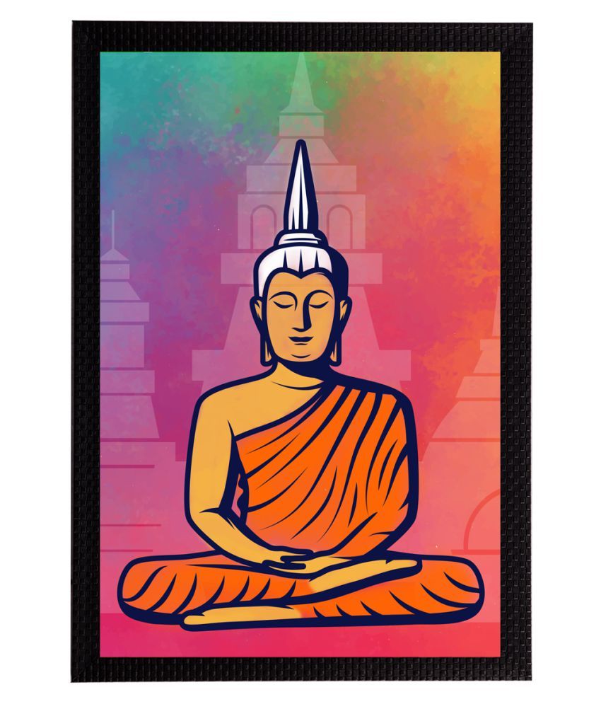     			eCraftIndia Pink & Orange Meditating Lord Buddha Satin Matt Texture UV Wall Art