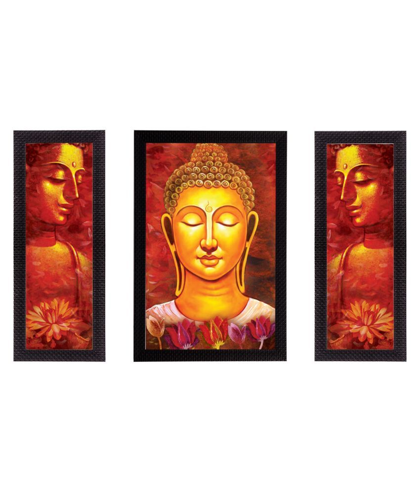     			eCraftIndia Set of 3 Multicoloured Lord Buddha UV Wall Art