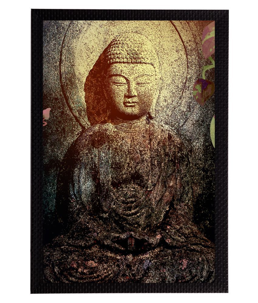     			eCraftIndia Beige & Black Meditating Lord Buddha Satin Matt Texture UV Art Painting