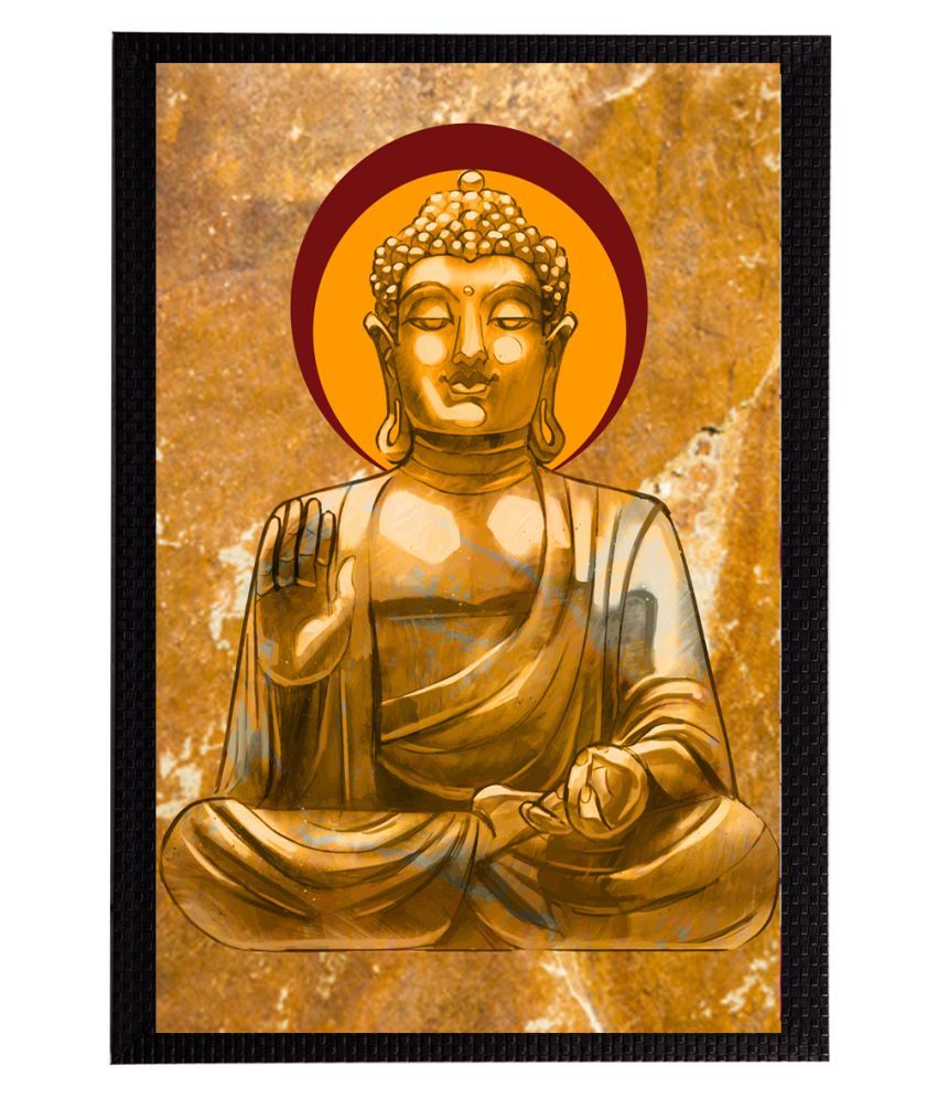     			eCraftIndia Gold-Toned Meditating Lord Buddha Satin Matt Textured UV Wall Painting