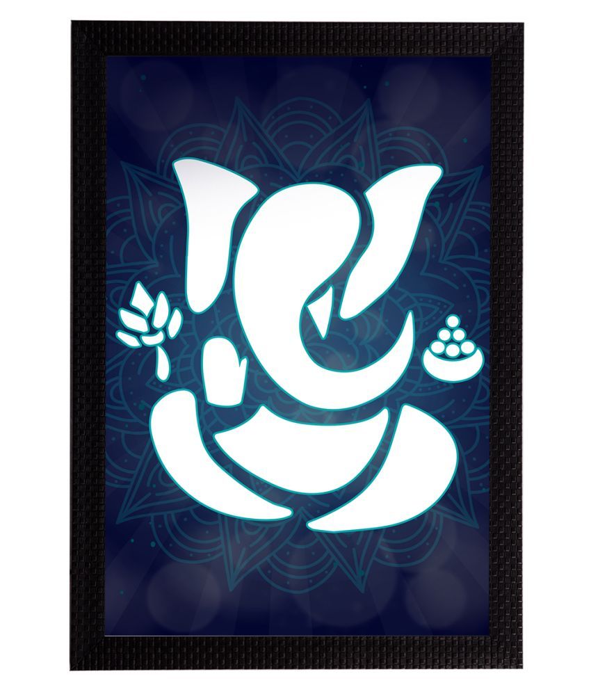     			eCraftIndia Navy Blue & White Lord Ganesha Satin Matt Texture UV Wall Art