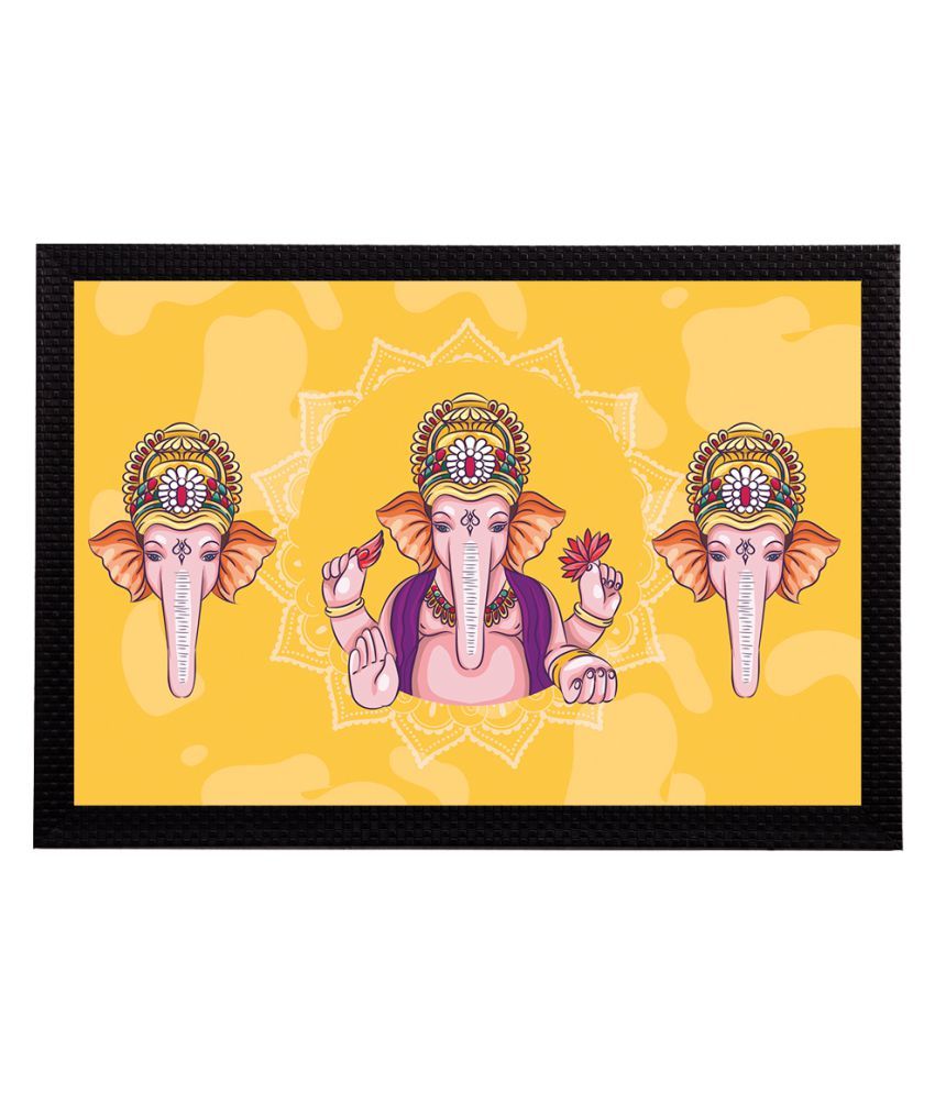     			eCraftIndia Yellow & Purple Lord Ganesha Satin Matt Textured UV Wall Art