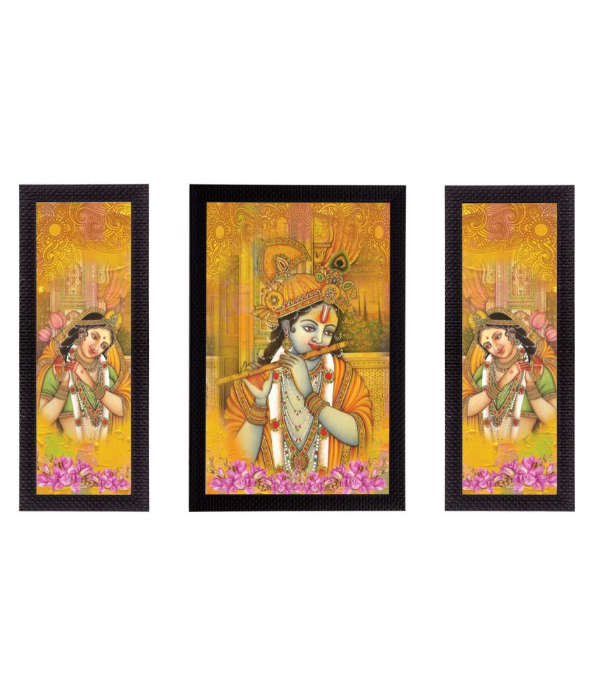     			eCraftIndia Set of 3 Radha Krishna Satin Matt Texture UV Art Painting