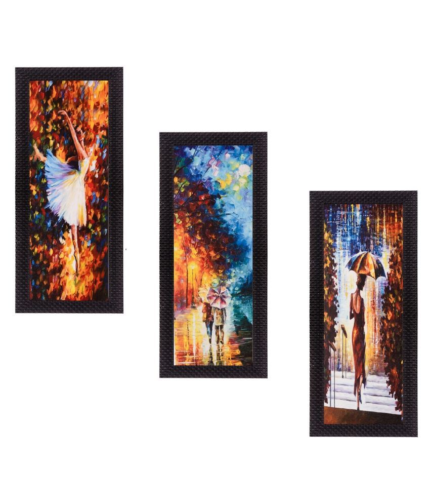     			eCraftIndia Set of 3 Orange & Blue Beautiful Loving Couple Satin Matt Texture UV Wall Art