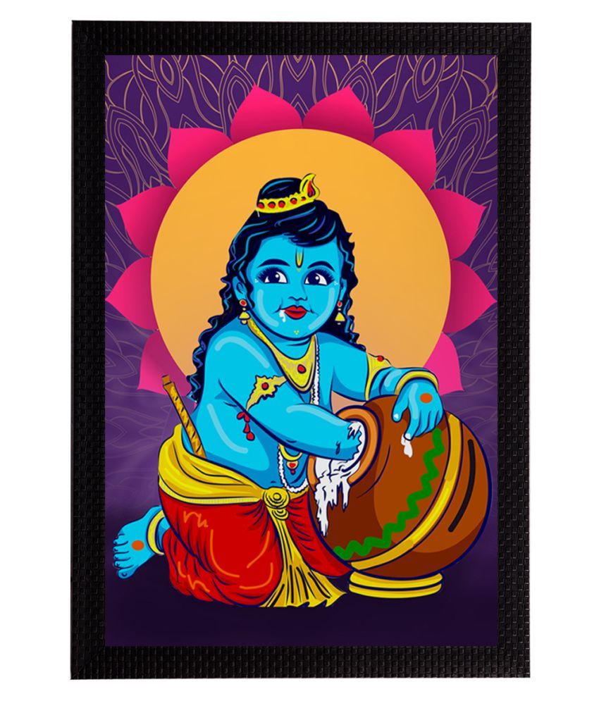     			eCraftIndia Lord Krishna Satin Matt Texture UV Art Painting