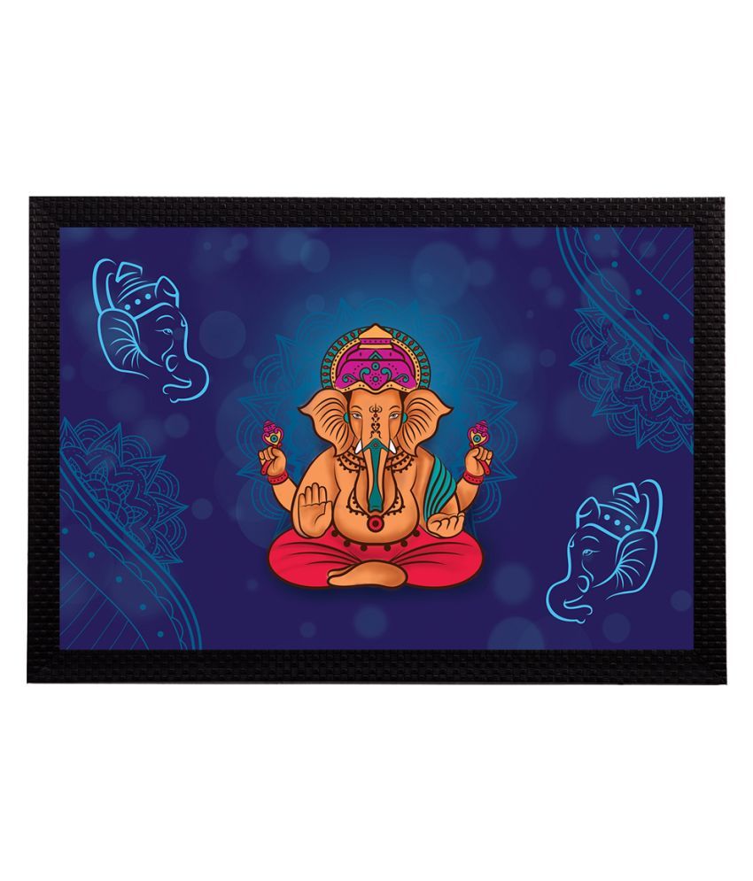     			eCraftIndia Blue & Nude-Coloured Lord Ganesha Satin Matt Texture UV Wall Art