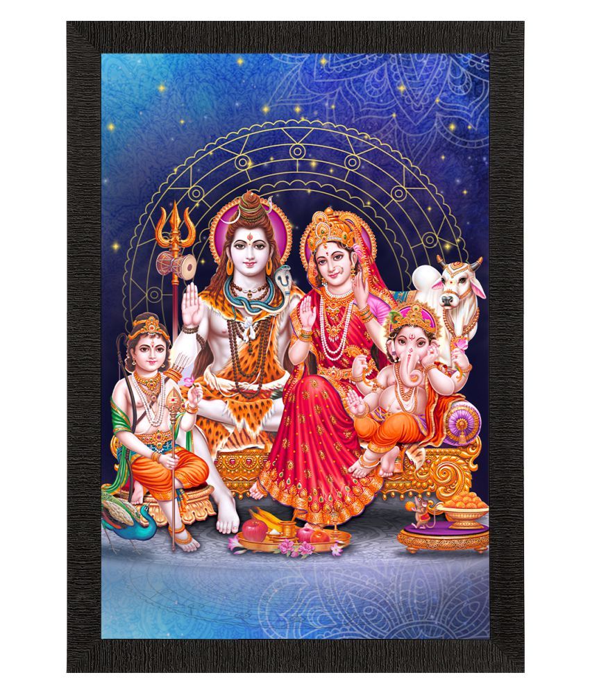     			eCraftIndia Purple & Pink Shiv Parivar Religious Satin Matt Textured UV Art Painting