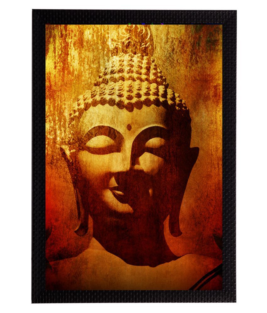     			eCraftIndia Orange & Yellow Meditating Lord Buddha Satin Matt Textured UV Wall Art