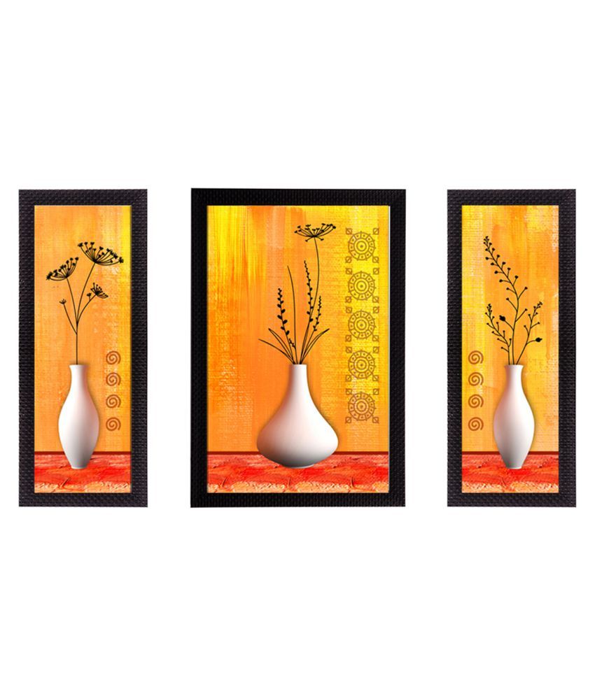     			eCraftIndia Set of 3 Multicoloured Flowers UV Wall Art