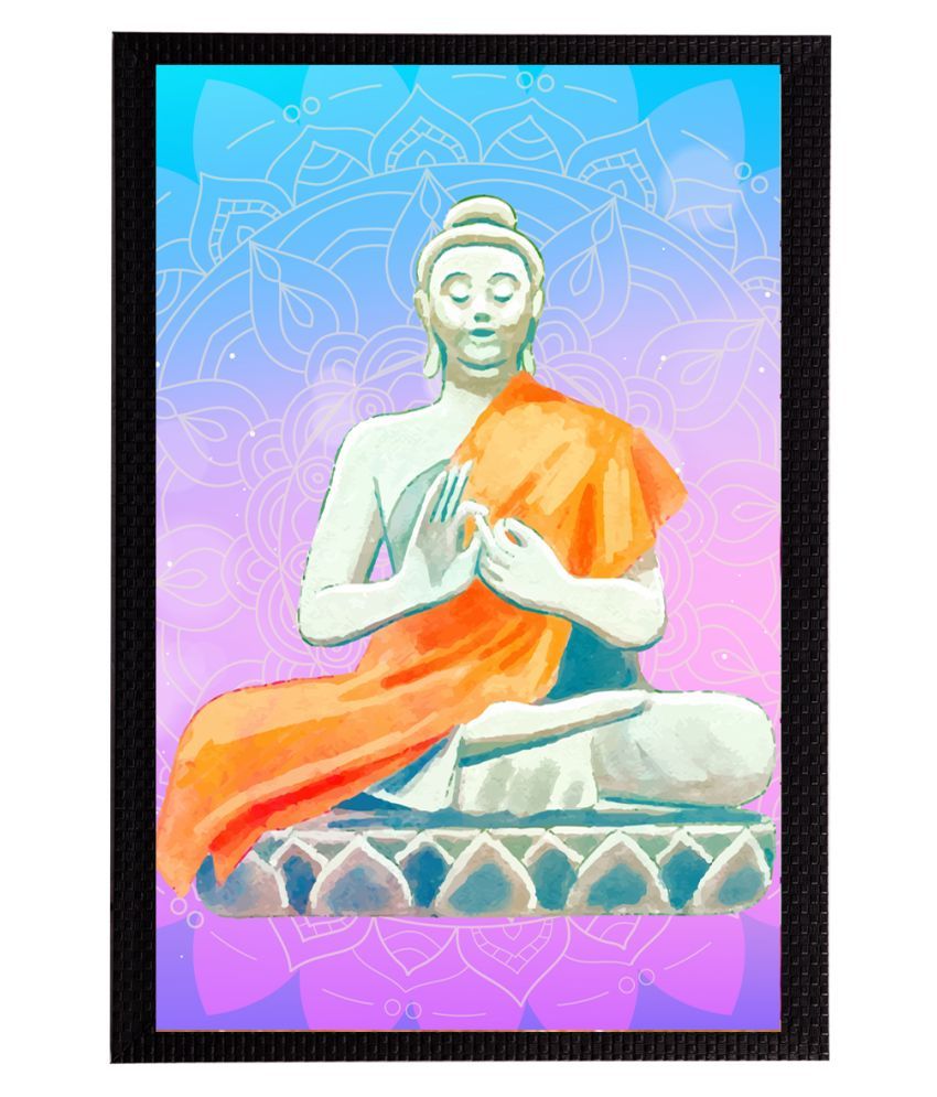     			eCraftIndia Purple & Silver-Coloured Meditating Lord Buddha Satin Matt Texture Framed UV Wall Art