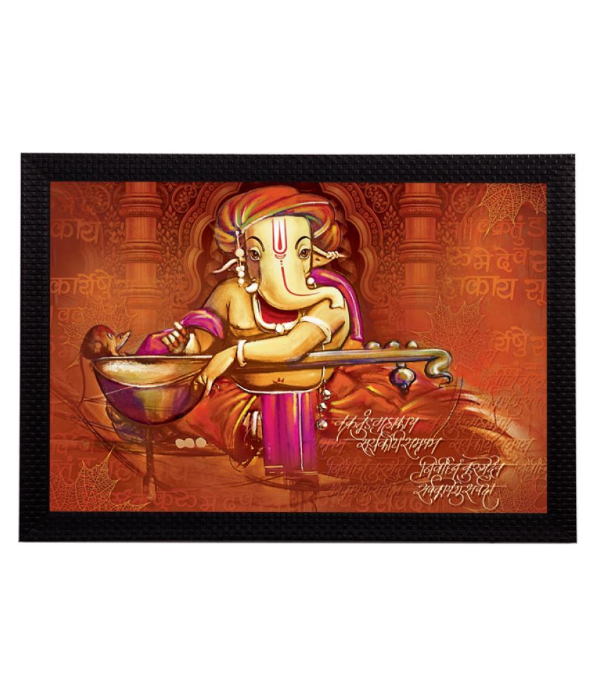     			eCraftIndia Red & Yellow Lord Ganesha Satin Matt Texture UV Wall Art