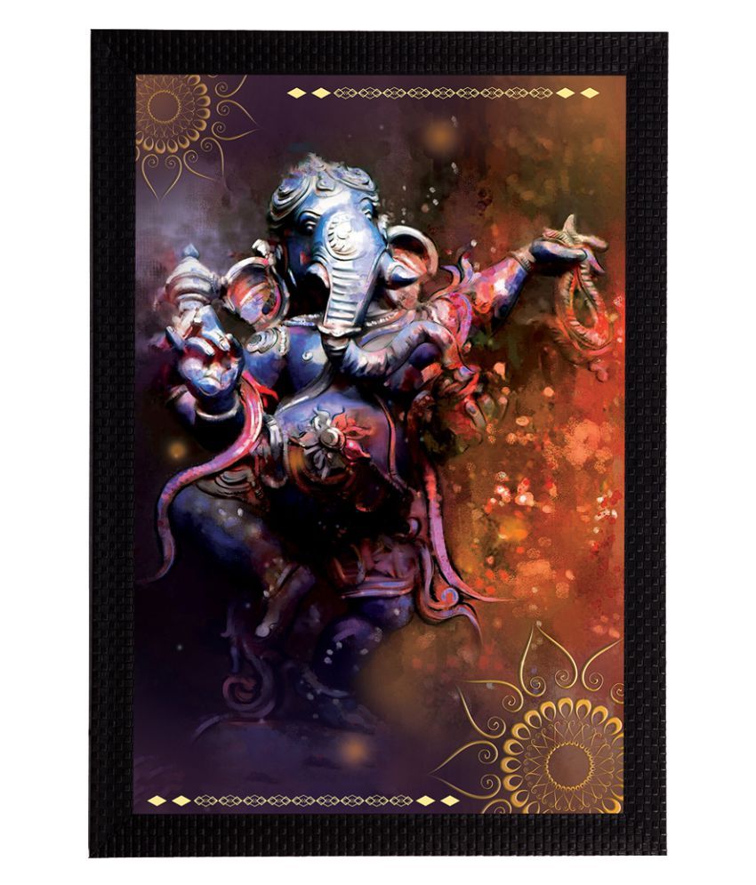     			eCraftIndia Brown & Blue Lord Ganesha Satin Matt Texture UV Wall Art