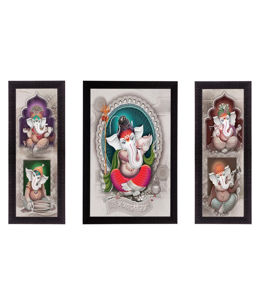     			eCraftIndia Set of 3 Multicoloured Lord Ganesha UV Wall Art