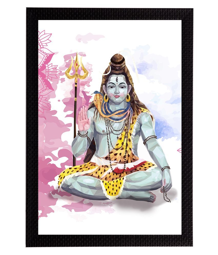     			eCraftIndia Blue & White Lord Shiva Satin Matt Texture UV Art Painting