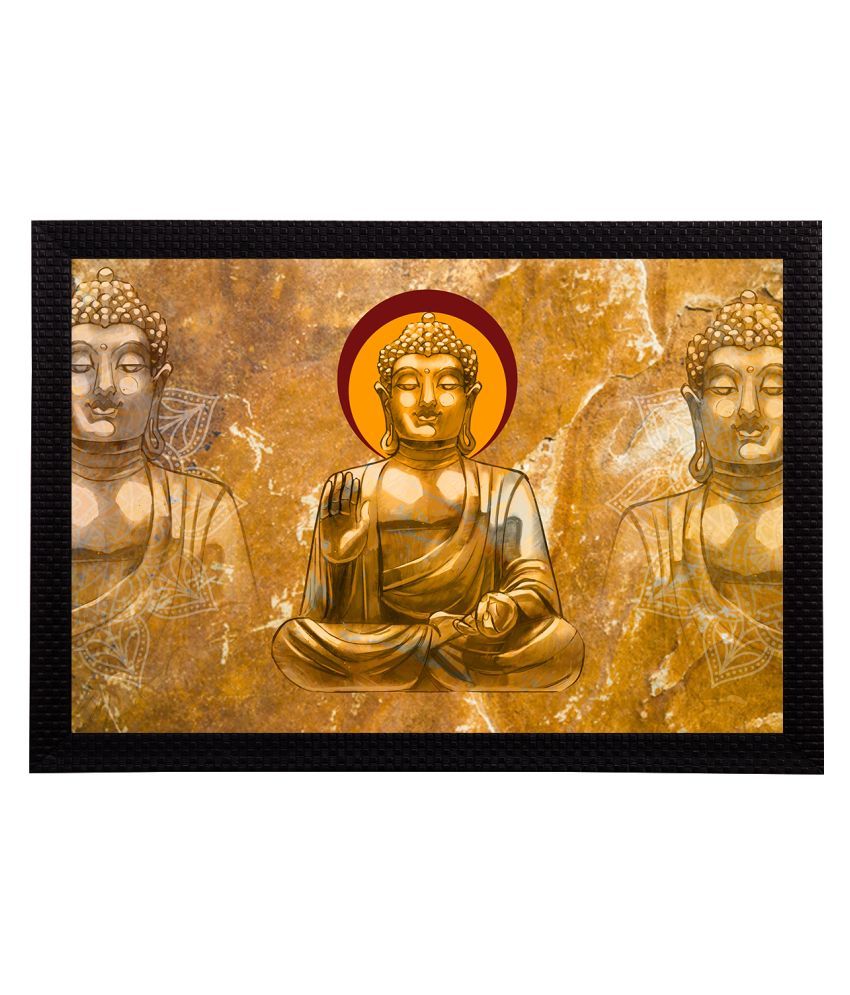     			eCraftIndia Brown & Cream-Toned Meditating Lord Buddha Satin Matt Textured UV Wall Art