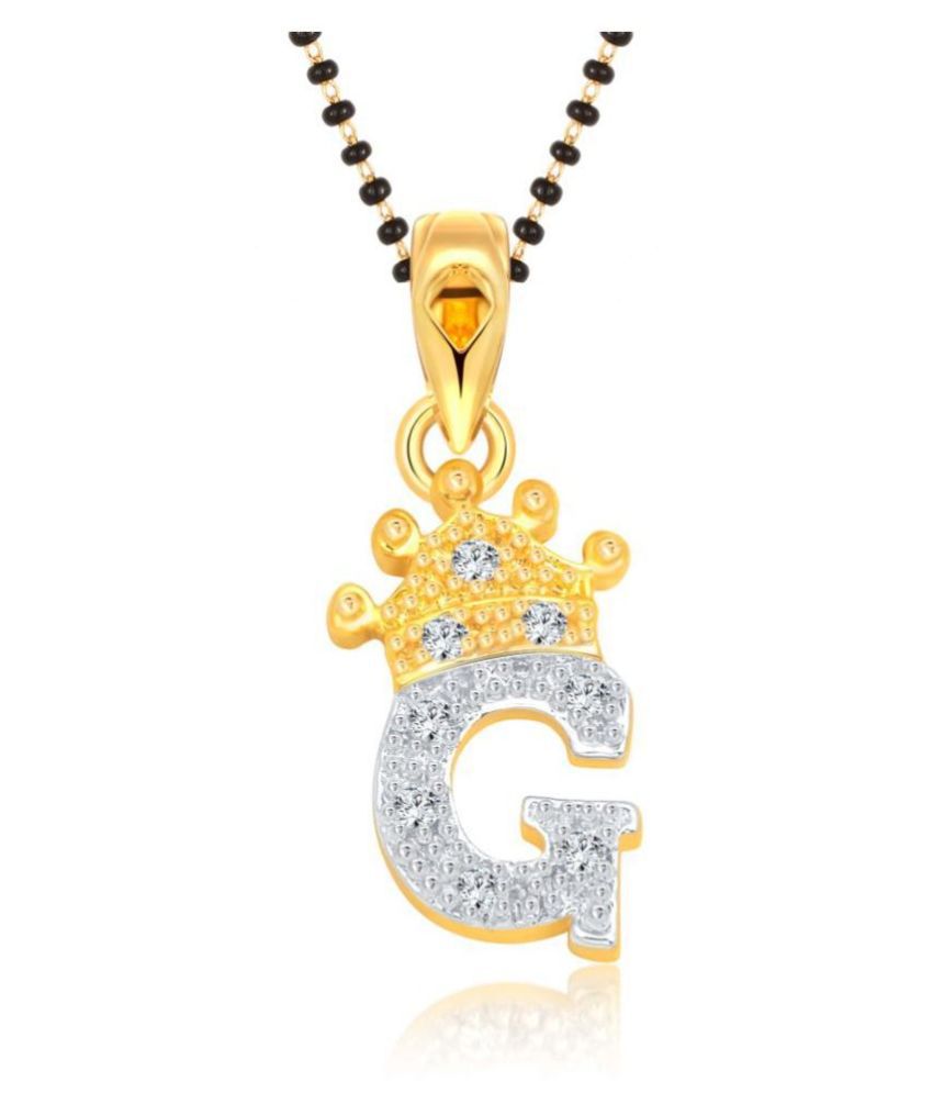     			Vighnaharta Alphabet Crown "G" Latter Mangalsutra Chain alloy (CZ) Studded Gold Plated Mangalsutra,Tanmaniya,Latter mangalsutra,Alphabet mangalsutra,initial mangalsutra for Women - [VF1554MSPG]