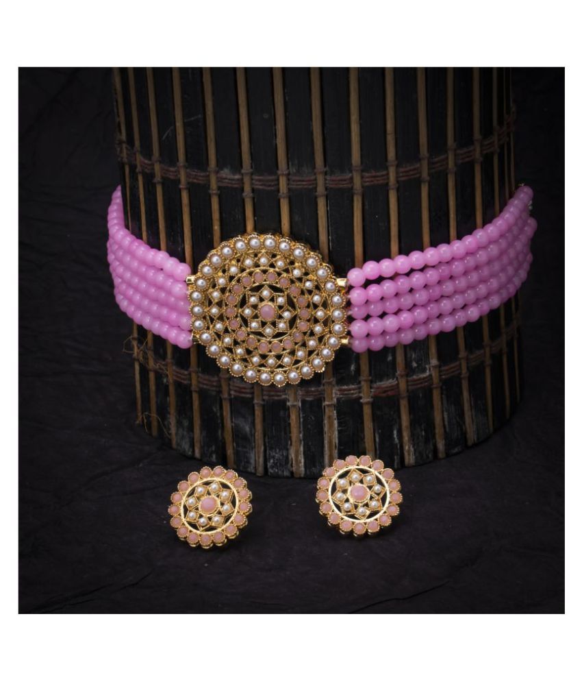     			Sukkhi Alloy Pink Traditional Necklaces Set Choker